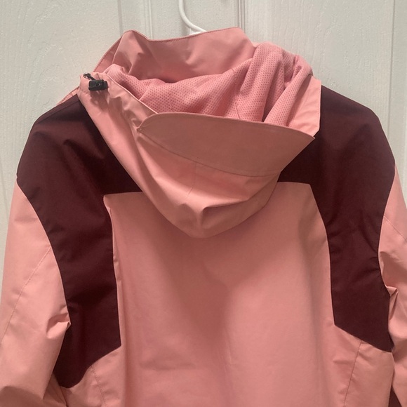 Stylish Pink and Burgundy Women's Rain Jacket - Picture 3 of 9